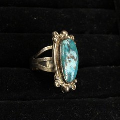 Lot of 5 Vintage Silver Turquoise Rings Size 5-5.5