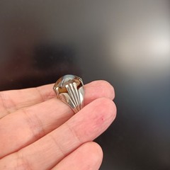 Sterling Silver Ring Men’s Vintage Natural Brown Stone Signet Pinky Retro Bold