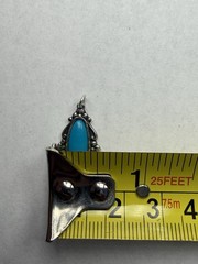 Vintage Sterling Silver Southwestern Old Pawn Turquoise Oval Pendant – 1.9g