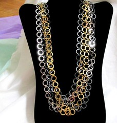 VTG RUNWAY NAPIER LUXE 36″ SWEEPING MULTICHAIN MIXED METAL NECKLACE MODERNIST