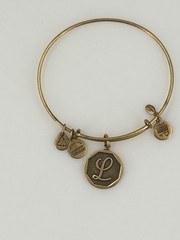 Alex and Ani Expandable Initial L Charm Bracelet Antique Gold Tone