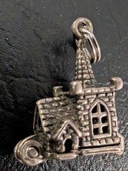Vintage 3D Church Bride Groom Inside Charm it opens Wedding Sterling Mechanical
