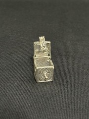 Vintage STER Sterling Silver Opening Box Charm Art Nouveau Floral Pendant 3D