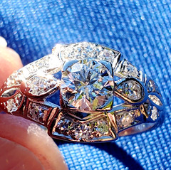 ORIGINAL EARTH MINED DIAMOND Deco Engagement Ring Antique Platinum Solitaire S 6
