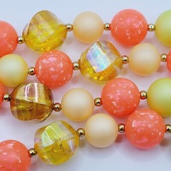 Eclectic Color 3 Piece Beaded Necklace Clip On Earrings Bracelet Vintage Set