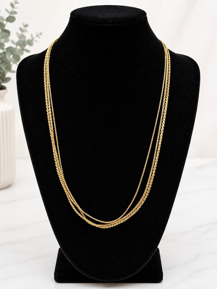 Vintage Gold Tone Triple Strand Layered Chain Necklace Multi Chain Statement