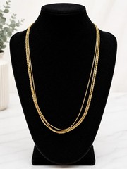 Vintage Gold Tone Triple Strand Layered Chain Necklace Multi Chain Statement