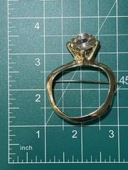 Solitaire Rhinestone Engagement Ring Brooch Pin Love Costume Statement