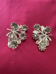 VINTAGE 3 PIECE SET! Smokey Gray Rhinestone Choker, Bracelet, Earrings (clip on)