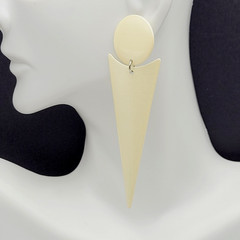 Minimalist Geometric Long Drop Dangle Metal and Cream Enamel Vtg 1980s Earrings