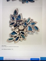 Vintage Verified JULIANA Blue Glass Pie Cut Bracelet, Brooch & Earring Set