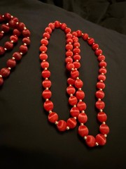 vintage satin thread-wrapped beaded necklaces lot of 2