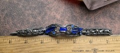Vintage Art Deco Bracelet Blue Czech Glass Cabs Pot Metal 7.25″