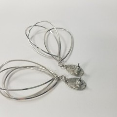 Cage Silver Tone Hoops Dangle Earrings Large 2.5″