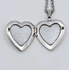 Vtg Marathon Sterling Silver Heart Locket Pendant Necklace Forever in My Heart