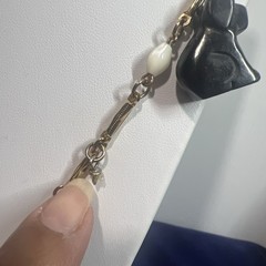 Vintage Estate HOBE Signed Gold Tone & White Beaded ANIMAL ONIX 28” Unique