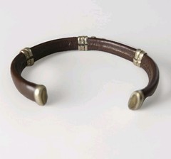 Vintage Brown Leather Cuff Boho Bracelet Copper Brass Base Southwestern Styl 7.5