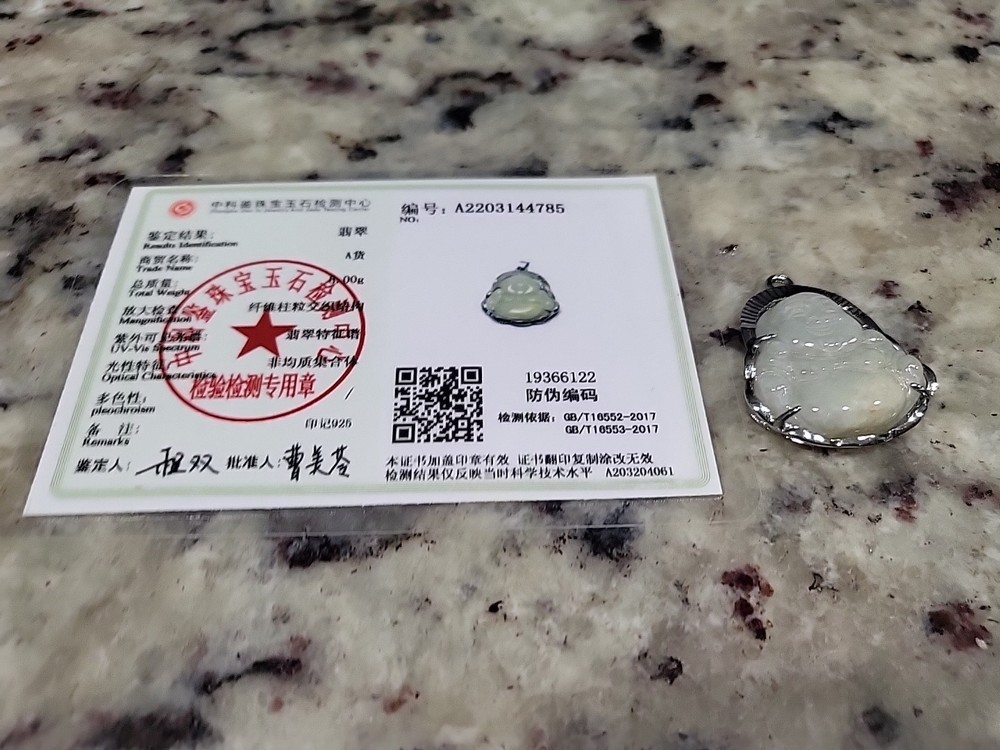 Certified Jade Budda Necklack Pendant