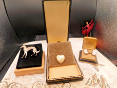 Antique jewelry lot Art Deco sterling silver Dog pin Trojan Cameo rare cufflinks