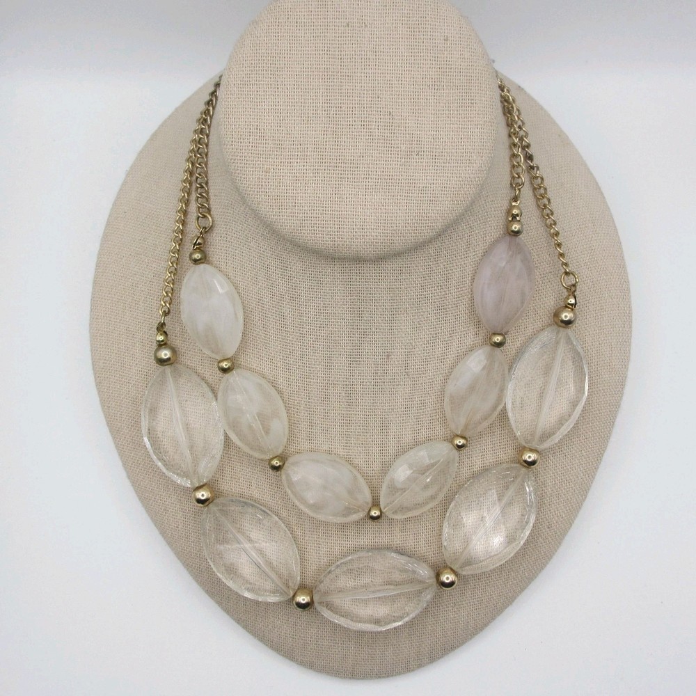 Vintage Lucite Necklace Chunky Layered Statement 19 Inch