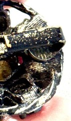 VTG.Black Japanned Rhinestone Brooch Clip Earring Set Pink Purple Green Navette