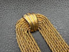 Vintage 80s Huge Multi Strand Woven Chain Tassel Gold Tone Brooch Runway READ