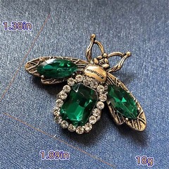 Gold Rhinestone Bee Brooch Pin for Women Men Fashion Crystal Vintage Green CZ…