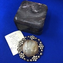 Old Clip Snowflake Brooch Agate Silver 875 Jewelry