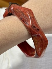 Vintage Lucite Resin Acrylic Bangle Bracelet Barnelli Creations NWT Red Marbled