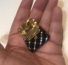 St John Brooch Purse Handbag Pin Rhinestones Gold Plated FAB Opens FUN to Wear
