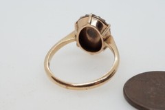 ANTIQUE ENGLISH 15K GOLD SEED PEARL HAIR LOCKET MOURNING RING c1880