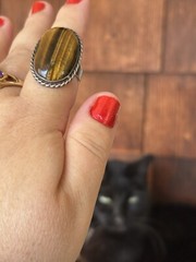 Aunt Elza Large Tiger’s Eye Ring Magnificent Magical Fortune Teller Heirloom Adj