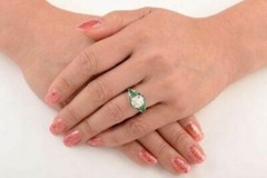 4.00CT Cushion Cut Lab-Created Diamond & Emerald Art Deco Engagement Ring Silver