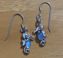 3 pair Vintage 90’s Seahorse earrings, I pr silver studs, 2 pr unique dangles