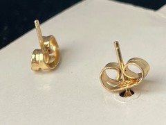 Vintage Pear Shape .25” dainty pink Sapphire Solitaire Stud Earring 14K gold