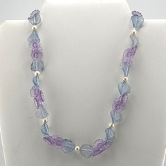 Vintage Avon Petal Blossoms Pastel Lucite Necklace 18.5″ Lilac Blue Barrel Clasp