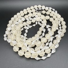 Vintage Frosted Lucite Beaded Necklace Multi Strand Clear Faceted Crystal Style