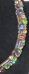 JTV Jewel Tone Rhinestone Statement Bib Necklace and Cuff Bracelet