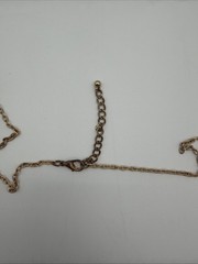 Gold Tone Statement Necklace Crystal Bead Filigree Long Chain Layered