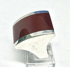 R05 Vintage 1950-1970s Carnelian 925 Silver RING Size 11