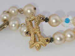 Vintage Marvella Signed 2 Strand Lucite Pearl AB Crystal Waterfall Necklace 16″