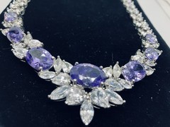 Vintage High-End Rich Rhinestones Clear & Amethyst Sparkling Stones Necklace