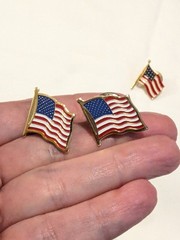 Vintage Patriotic Flag Heart USA Brooch Lot Of 4 Rhinestones Enameled 1980s