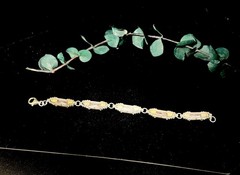 Vintage Sterling Silver 925 Pink Quartz Crystal Artisan Link Bracelet 6.5″
