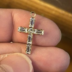 Swarovski Crystal Baguette Cross Gold Plated