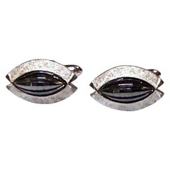 Vintage Swank Cufflinks Mens Silver Tone Faceted Eye Bullet Back MCM