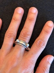 UNIQUE VINTAGE STERLING 925 GEN PEARL SPINNER BAND RING *8 gm*