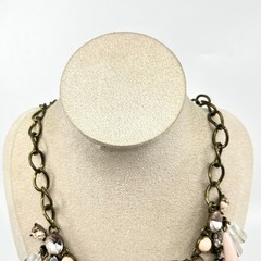 VTG Sugarfix by BaubleBar Pink Teardrop Statement Bib Necklace Curb Link Lobster