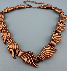 Vintage Renoir Necklace Copper Wing Shaped Links Adjustable 14″ to 18″ Signed