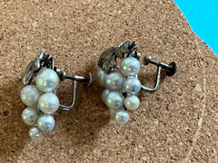 Grape Akoya Cultured Saltwater Pearl Sterling Silver Screwback Vintage Earrings